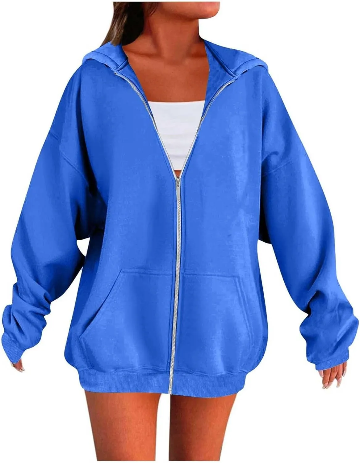 Oversized Hoodies for Women Trendy Plus Size Long Sleeve Cute Zip Up Sweatshirts Y2k Casual Fall Fashion 2024 Clothes