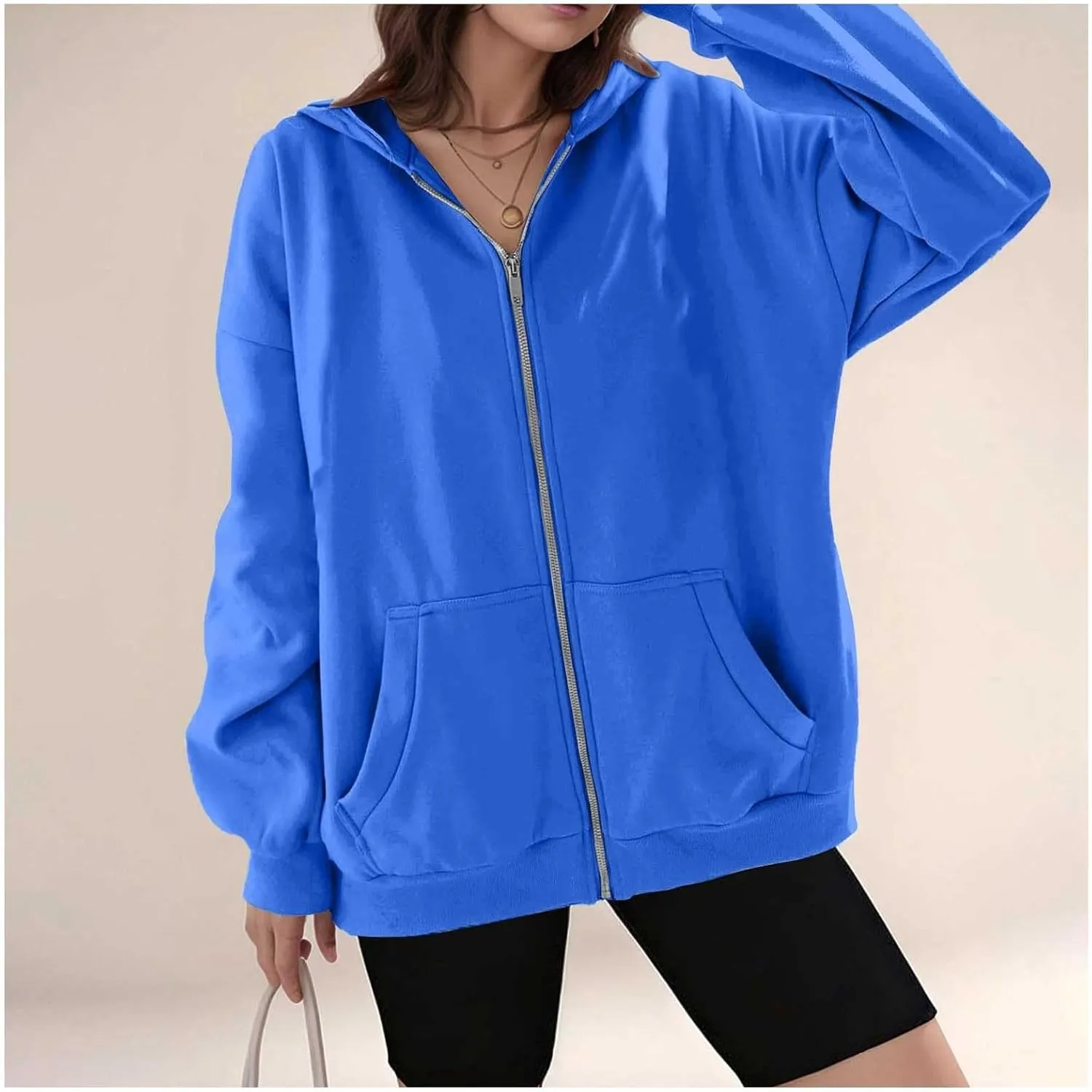 Oversized Hoodies for Women Trendy Plus Size Long Sleeve Cute Zip Up Sweatshirts Y2k Casual Fall Fashion 2024 Clothes