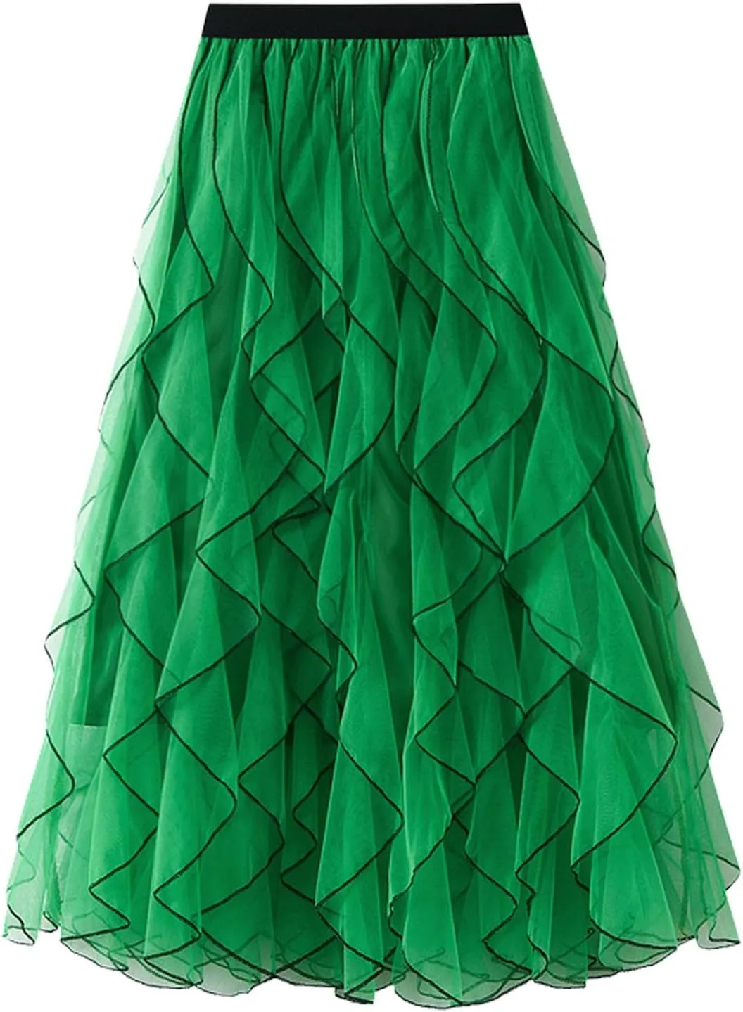 Pleated Skirts for Women Tulle Pleated Layered Tutu Skirt Ladies Ruffles Elegant Flowy Bridesmaid Wedding Midi Dress