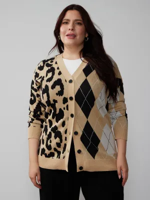 Plus Long Sleeve Half & Half Cardigan