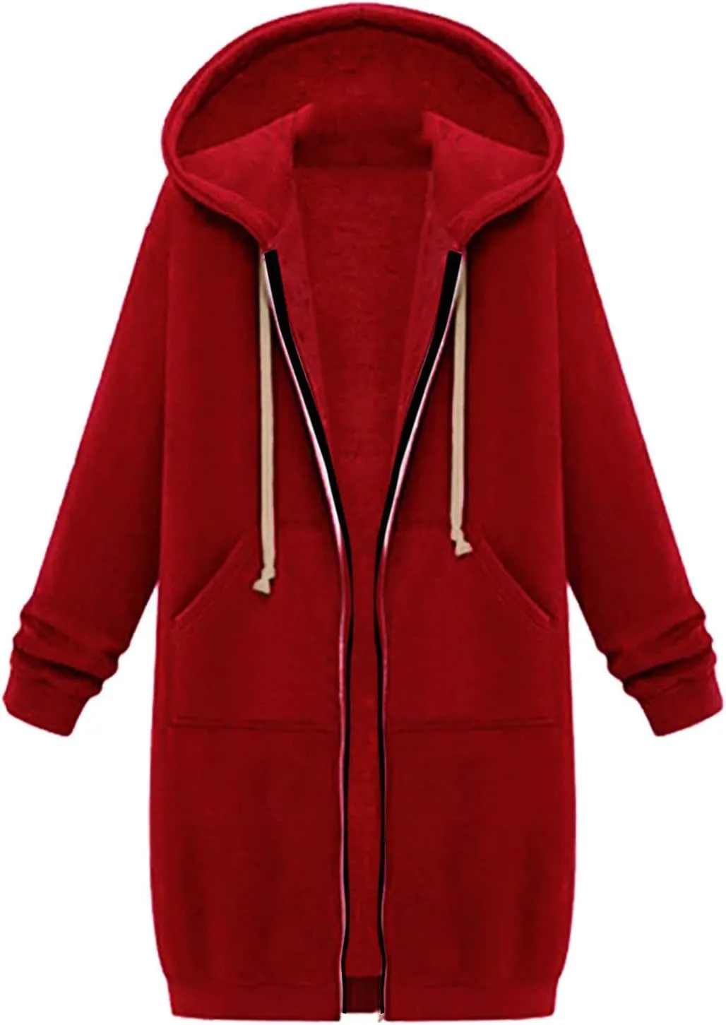 Plus Size Hoodies for Women Casual Zip Up Oversized Long Hooded Tunic Sweatshirts Long Sleeve Jackets with Pockets