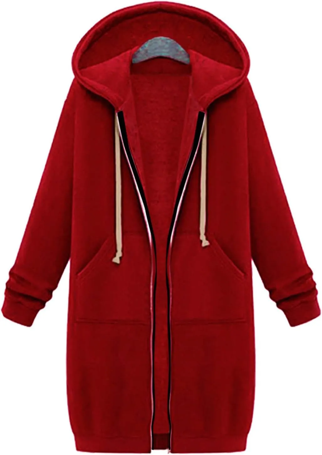 Plus Size Hoodies for Women Casual Zip Up Oversized Long Hooded Tunic Sweatshirts Long Sleeve Jackets with Pockets