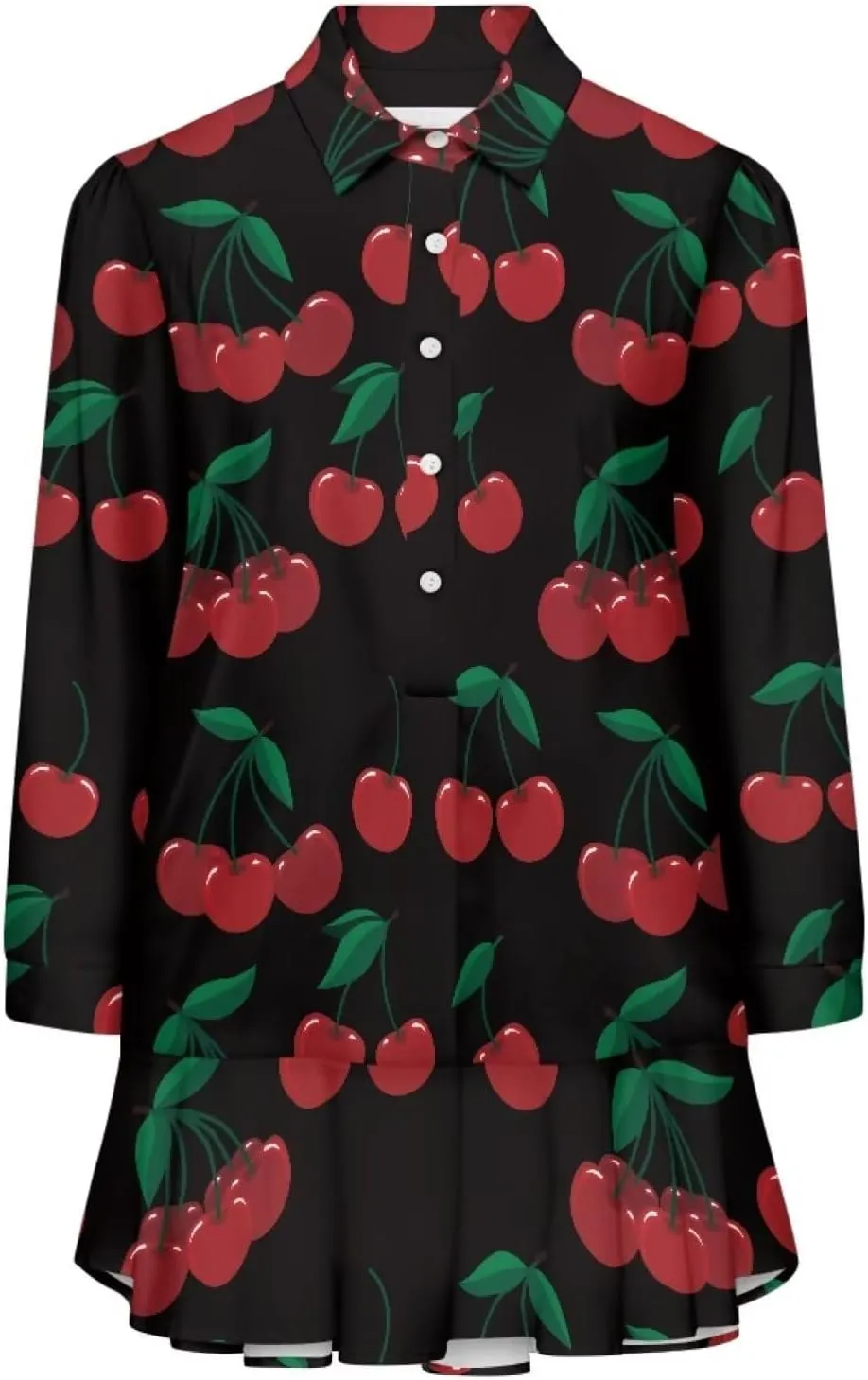 POLERO Womens Floral Mini Shirt Dress V Neck Ruffle Hem Mini Dresses with Pockets Short Dress