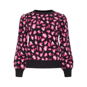 Pre Order:  Animal Print Jacquard Round Neck Sweater
