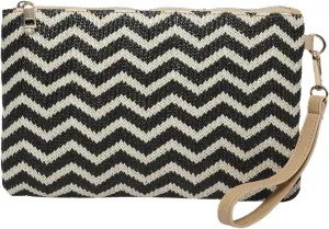 QWINEE Women's Striped Wristlet Wallets Color Block Zipper Clutch Handbags