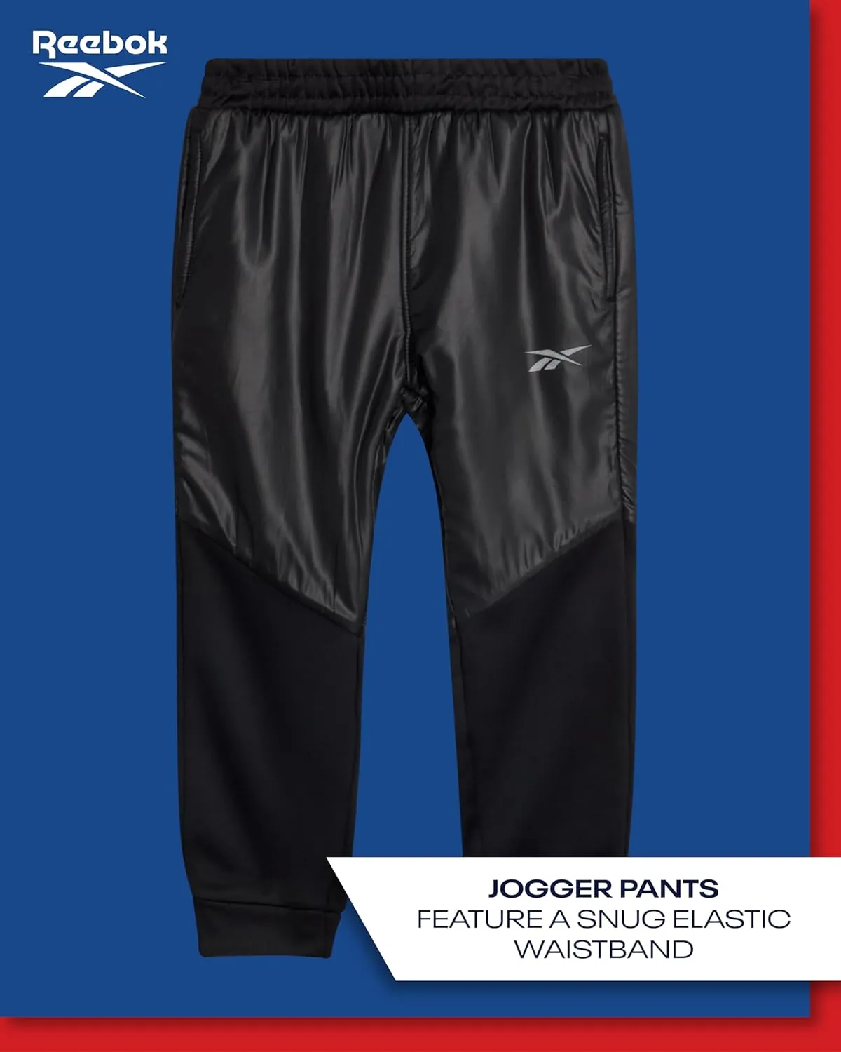 Reebok Boys Athletic Set - 3 Piece Zip Puffer Vest, Long Sleeve Jersey Tee, and Fleece Jogger Pants for Toddlers/Boys (12M-7)