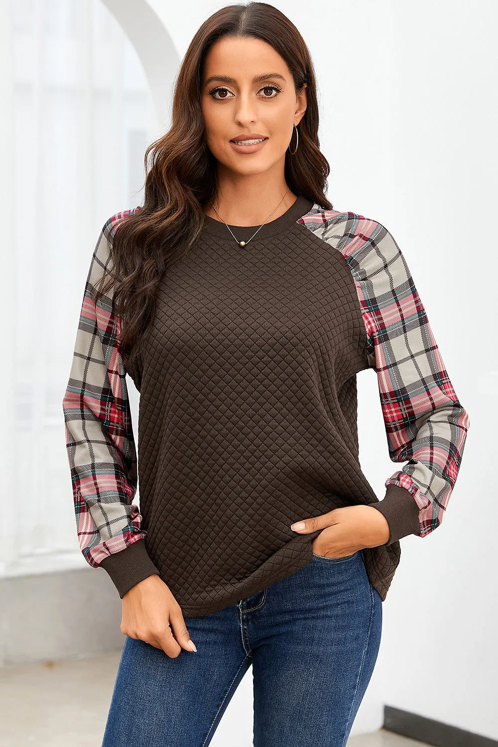 Round Neck Printed Raglan Sleeve Sweatshirt
