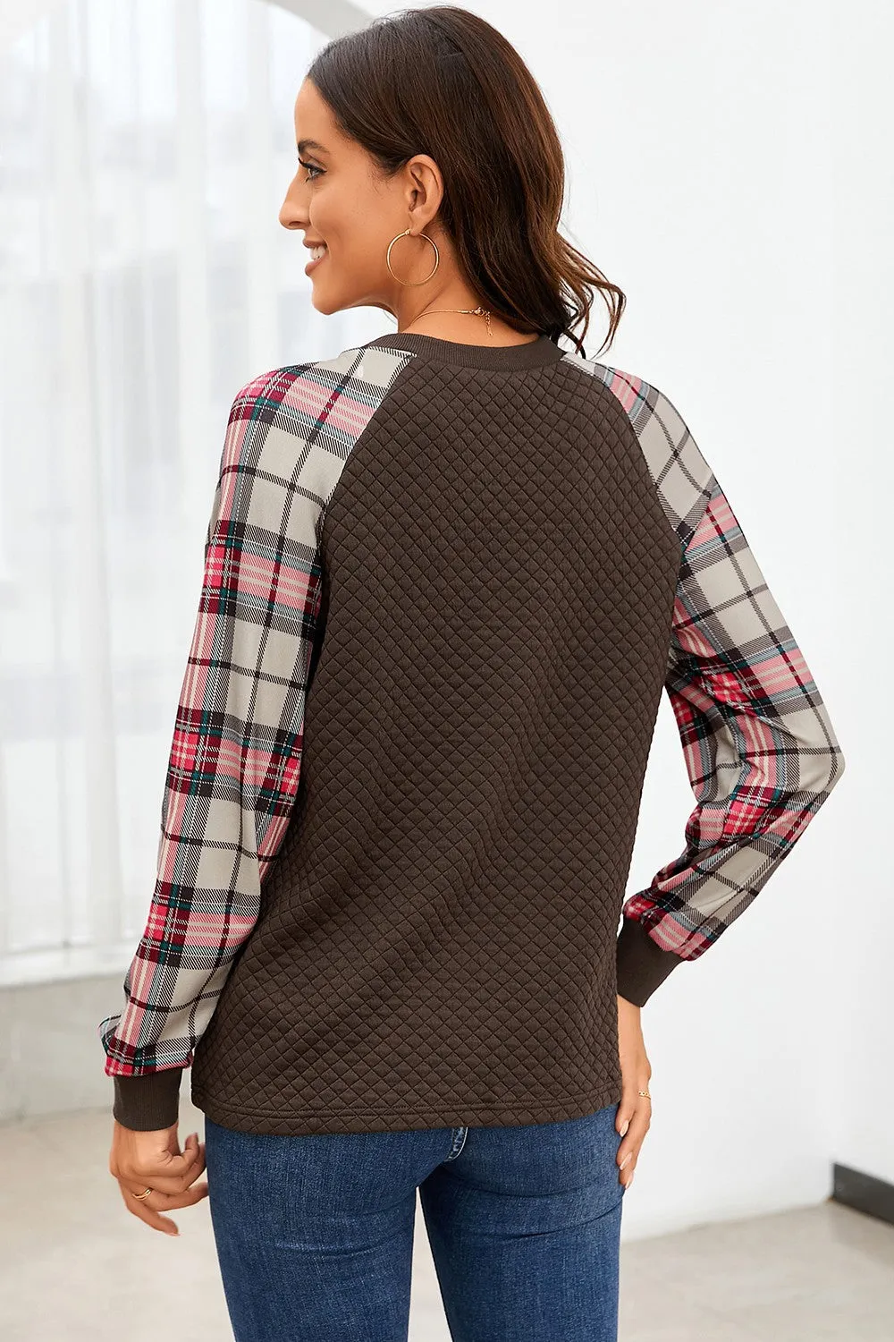 Round Neck Printed Raglan Sleeve Sweatshirt
