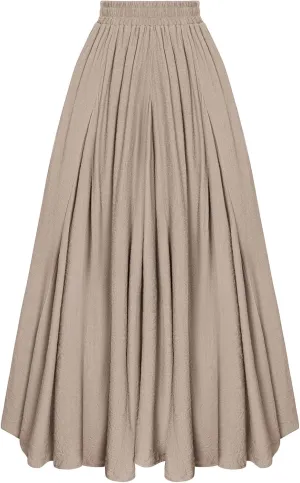 Scarlet Darkness Women Casual Maxi Skirt Flowy Bohemian Renaissance Long Skirts