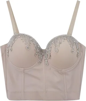 Shiny Trendy Tank Tops for Women Club Rhinestone Sparkle Glitter Sleeveless Y2K Shirts Sparkly Camisole Party Casual