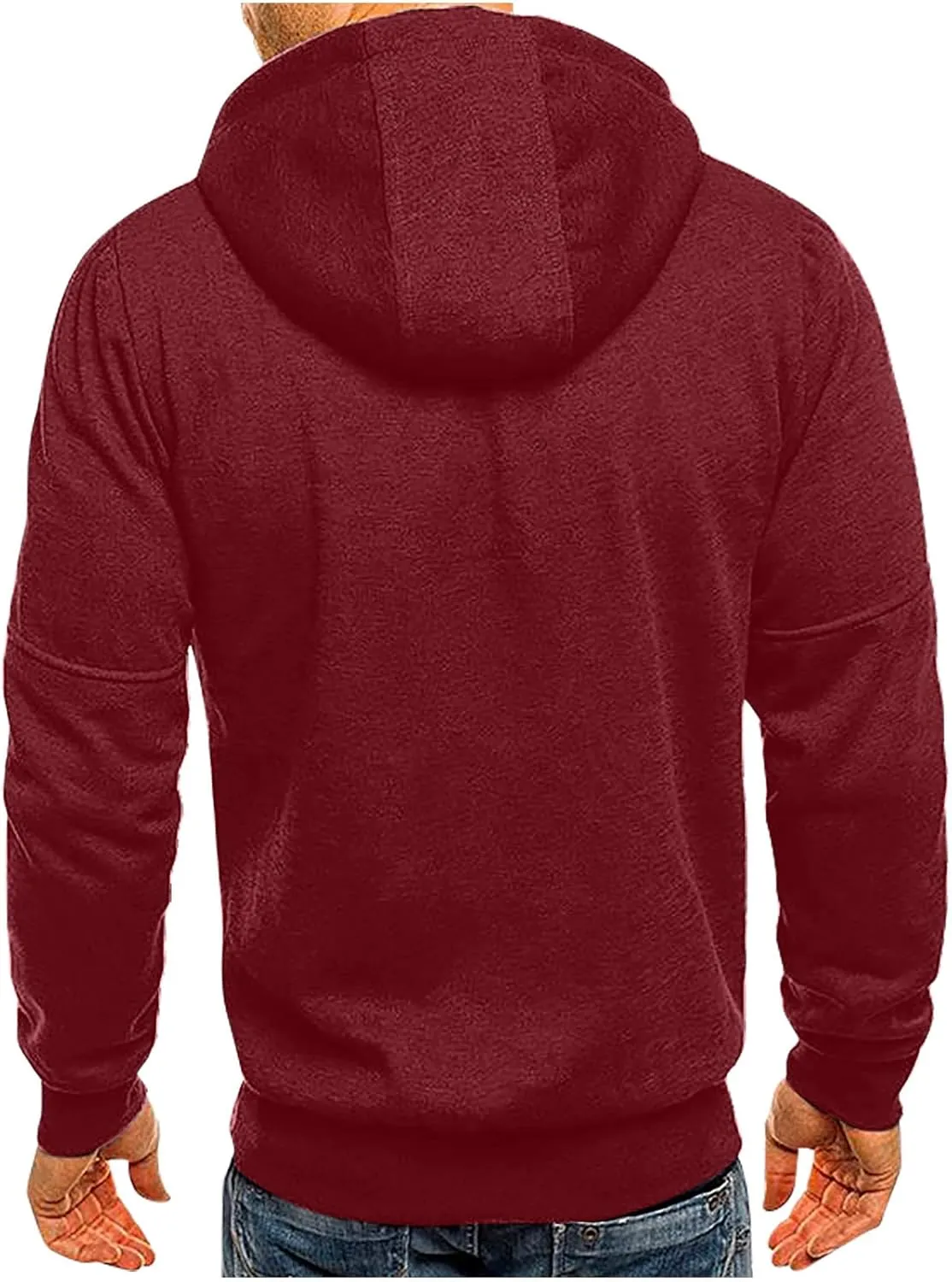 Sport Full Zip Hoodies for Men, Mens Hoodie, Men's Solid Full-Zip Long Sleeve Hooded Sweatshirt with Zipper Pockets