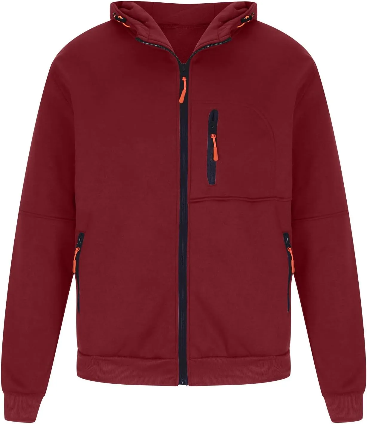 Sport Full Zip Hoodies for Men, Mens Hoodie, Men's Solid Full-Zip Long Sleeve Hooded Sweatshirt with Zipper Pockets