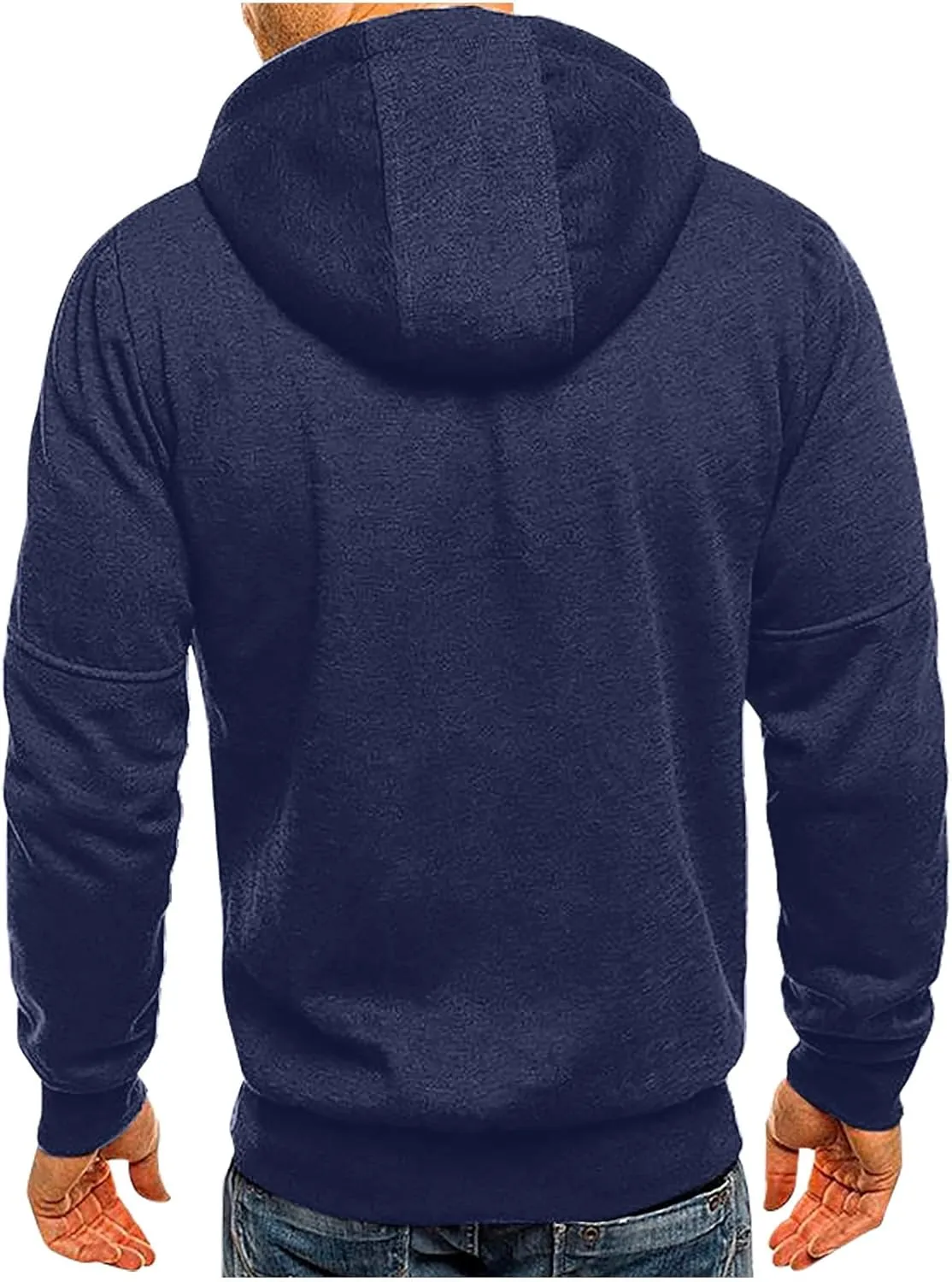 Sport Full Zip Hoodies for Men, Mens Hoodie, Men's Solid Full-Zip Long Sleeve Hooded Sweatshirt with Zipper Pockets
