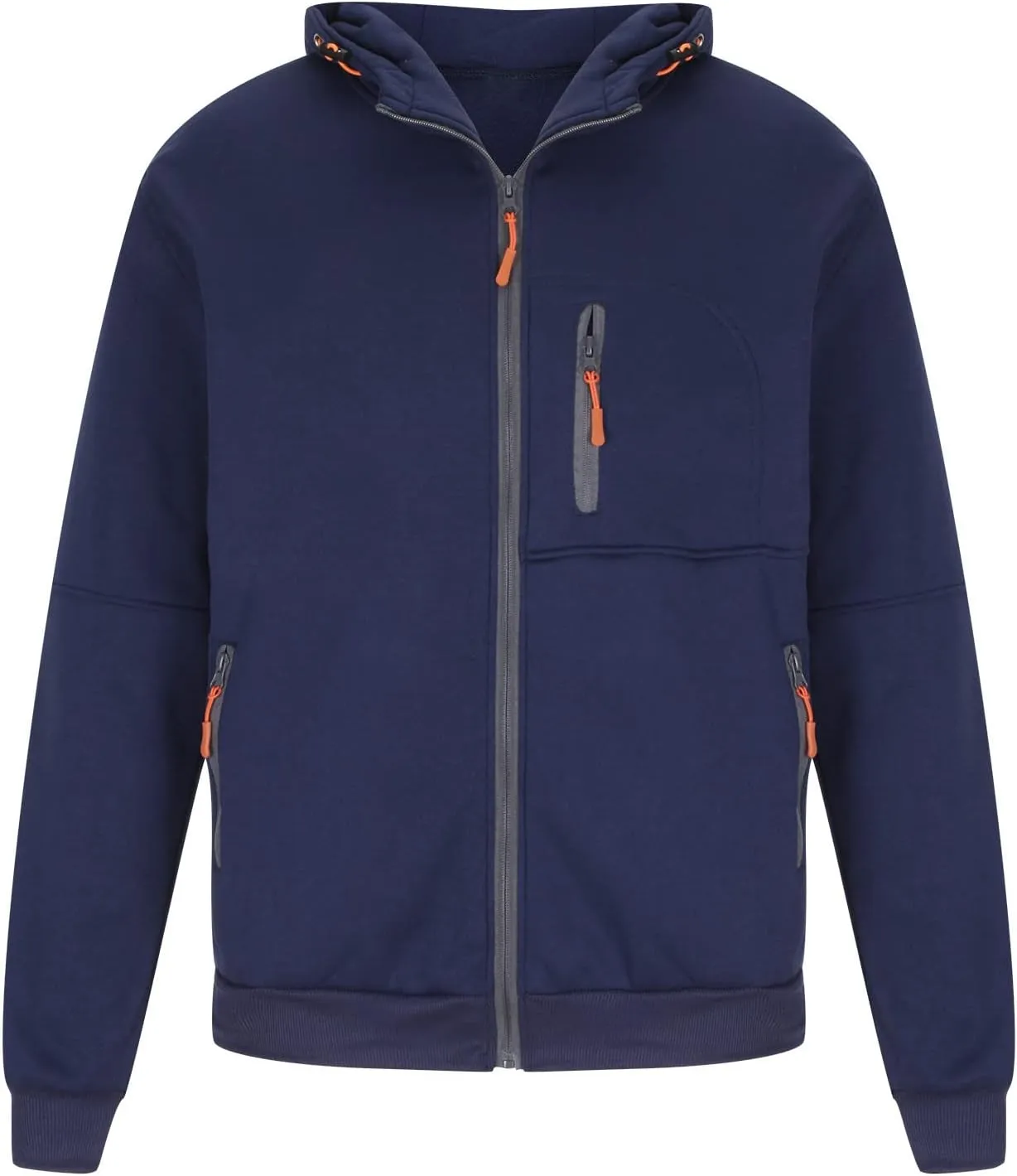 Sport Full Zip Hoodies for Men, Mens Hoodie, Men's Solid Full-Zip Long Sleeve Hooded Sweatshirt with Zipper Pockets