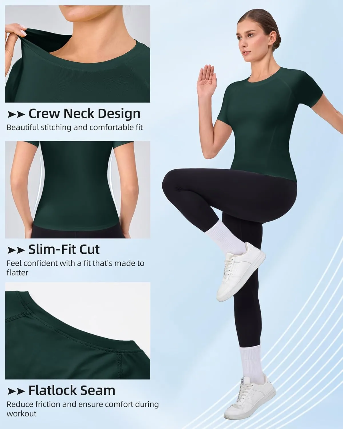 SPVISE Women's Compression Shirt Short Sleeve Workout Tops Athletic Baselayer Dry Fit Running Yoga Gym Basic T-Shirt Crewneck