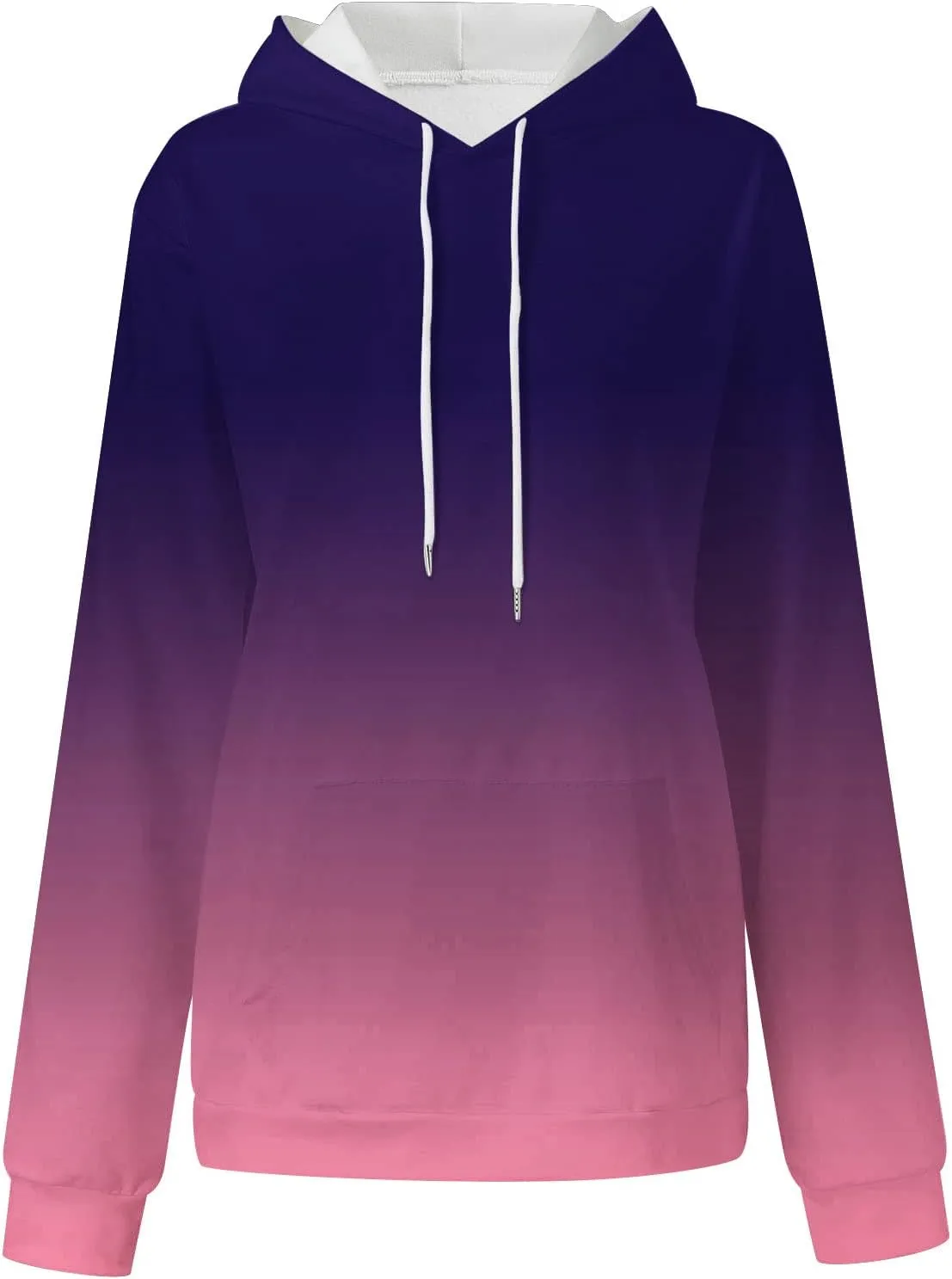 Stessotudo Womens Hoodies 2023 Casual Gradient Long Sleeve Oversized Sweatshirts Pocketed Aesthetic Fashion Pullover Tops