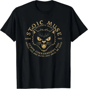 Stoic Quote | Amor Fati | Gold Cat Graphic T-Shirt