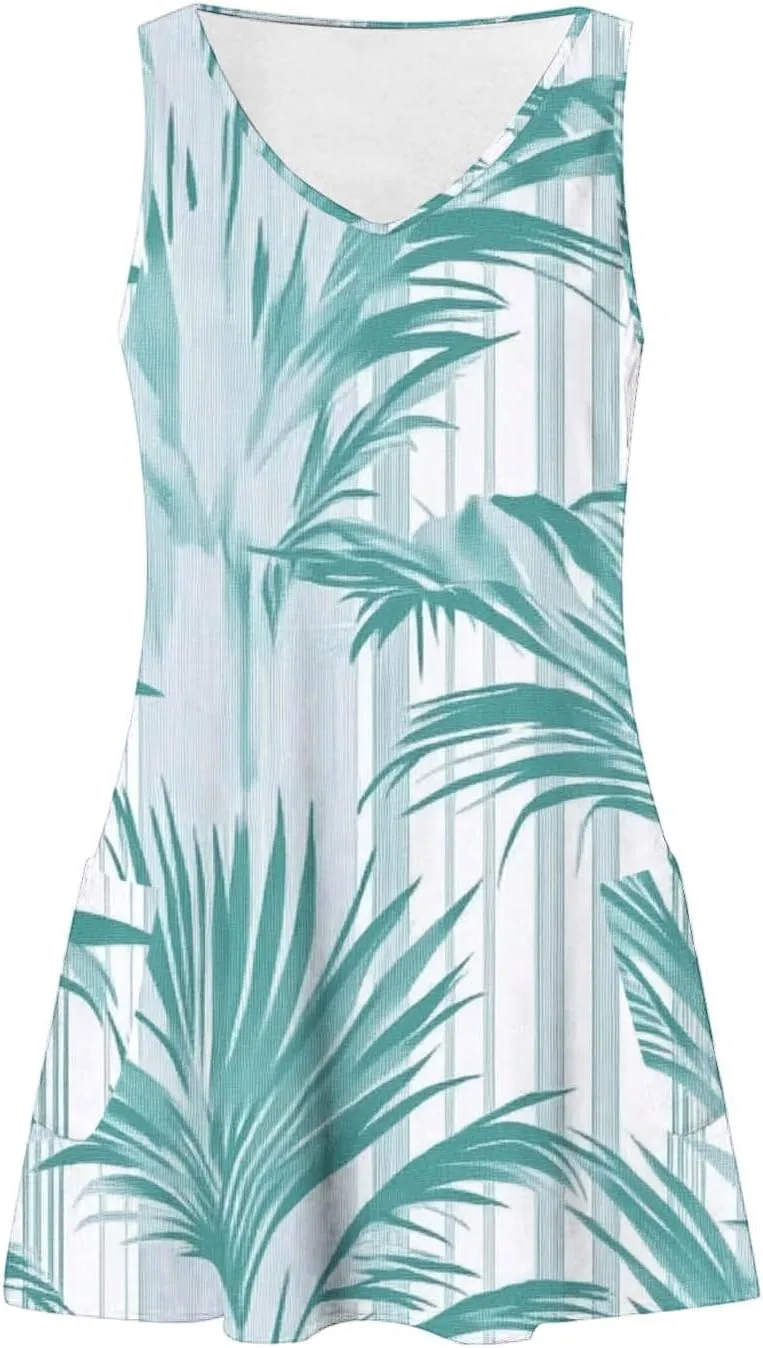 Summer Dresses 2025 Women Casual V Neck Sleeveless Sundresses Hawaiian Tank Dress Boho Beach Dresses Swimsuit Coverup