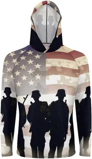 Sun Protection Shirt Long Sleeve Hoodie Armed Forces Day American Lightweight Rash Guard Quick Dry Sun Shirt for Outdoor