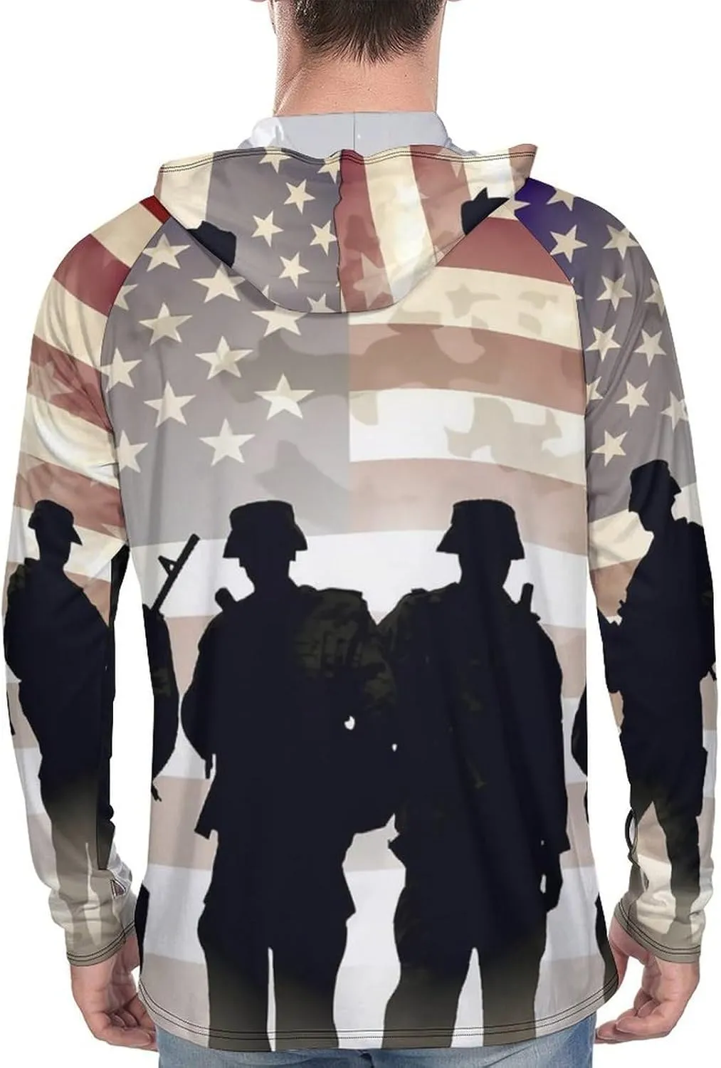 Sun Protection Shirt Long Sleeve Hoodie Armed Forces Day American Lightweight Rash Guard Quick Dry Sun Shirt for Outdoor