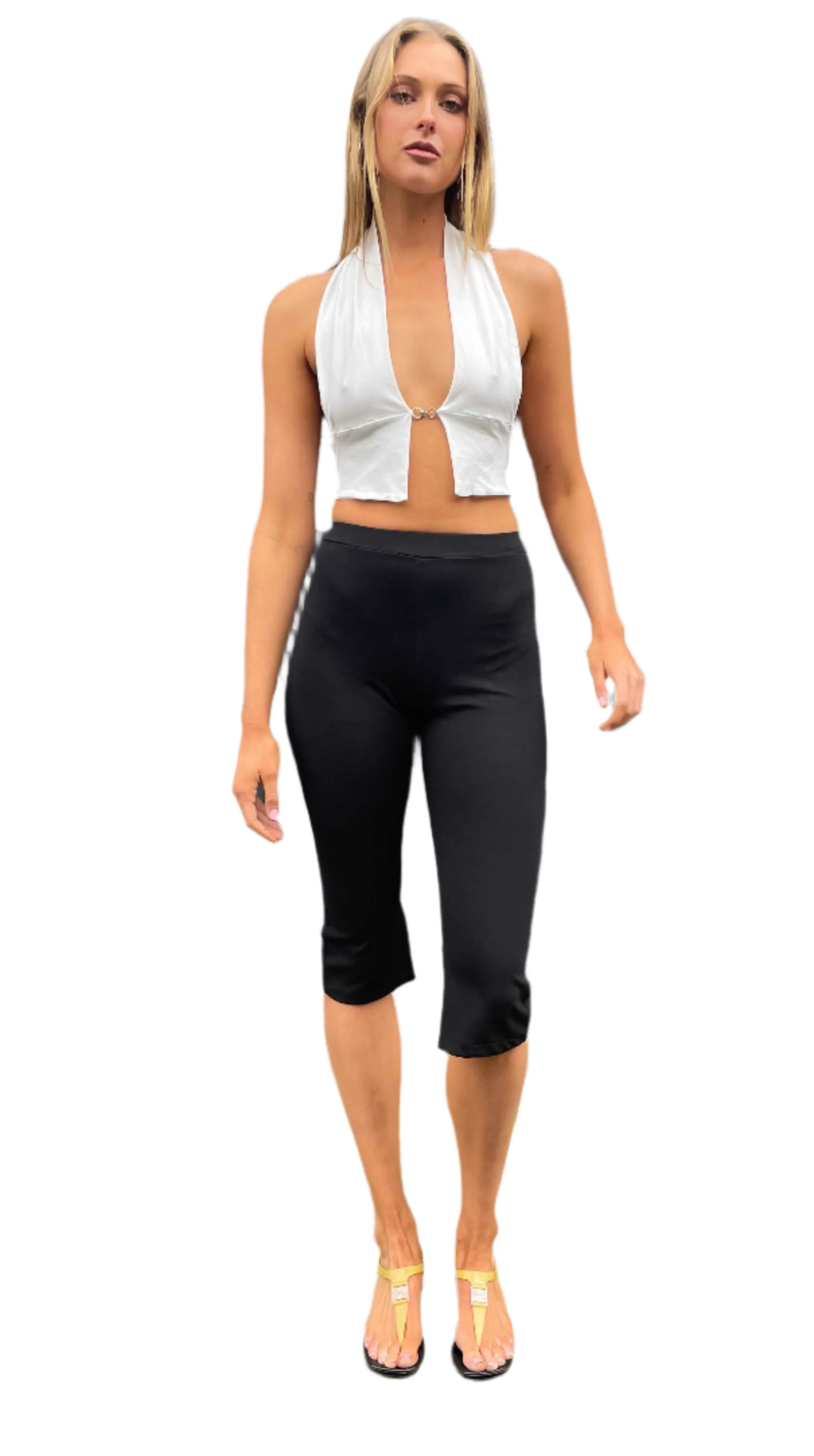 T-Bar  Halter Top. White