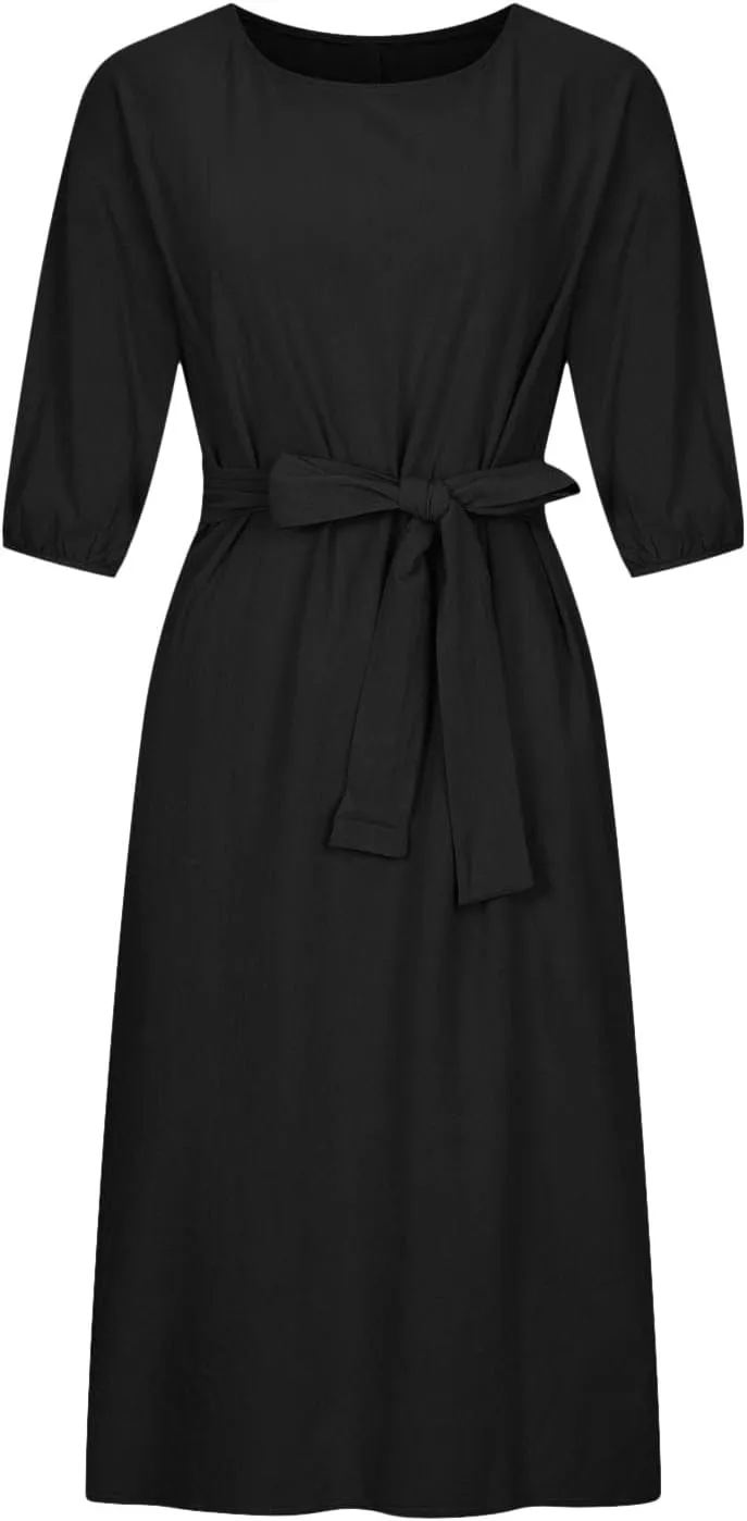 TARIENDY Women Casual Dresses Summer Lace Up Dress Plus Size Plain Lounge Dress Loose Fit Comfy Midi Dresses 2025 Trendy