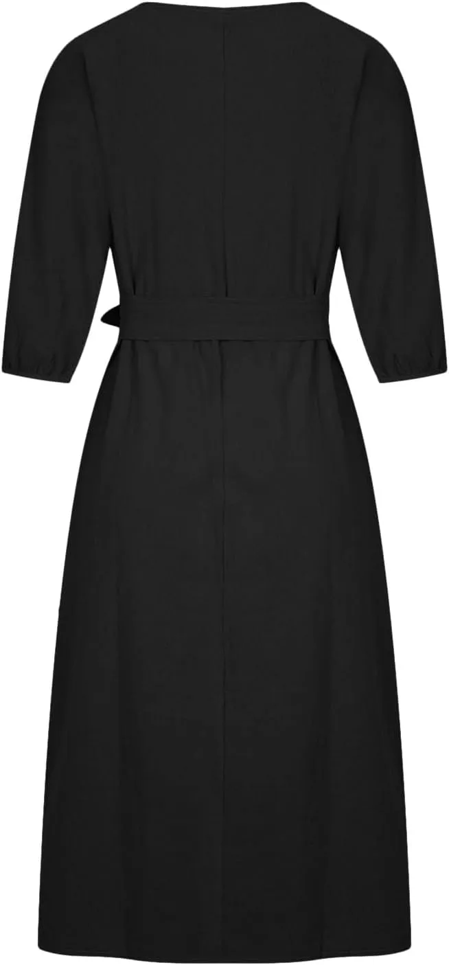 TARIENDY Women Casual Dresses Summer Lace Up Dress Plus Size Plain Lounge Dress Loose Fit Comfy Midi Dresses 2025 Trendy