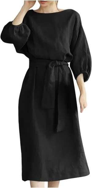TARIENDY Women Casual Dresses Summer Lace Up Dress Plus Size Plain Lounge Dress Loose Fit Comfy Midi Dresses 2025 Trendy