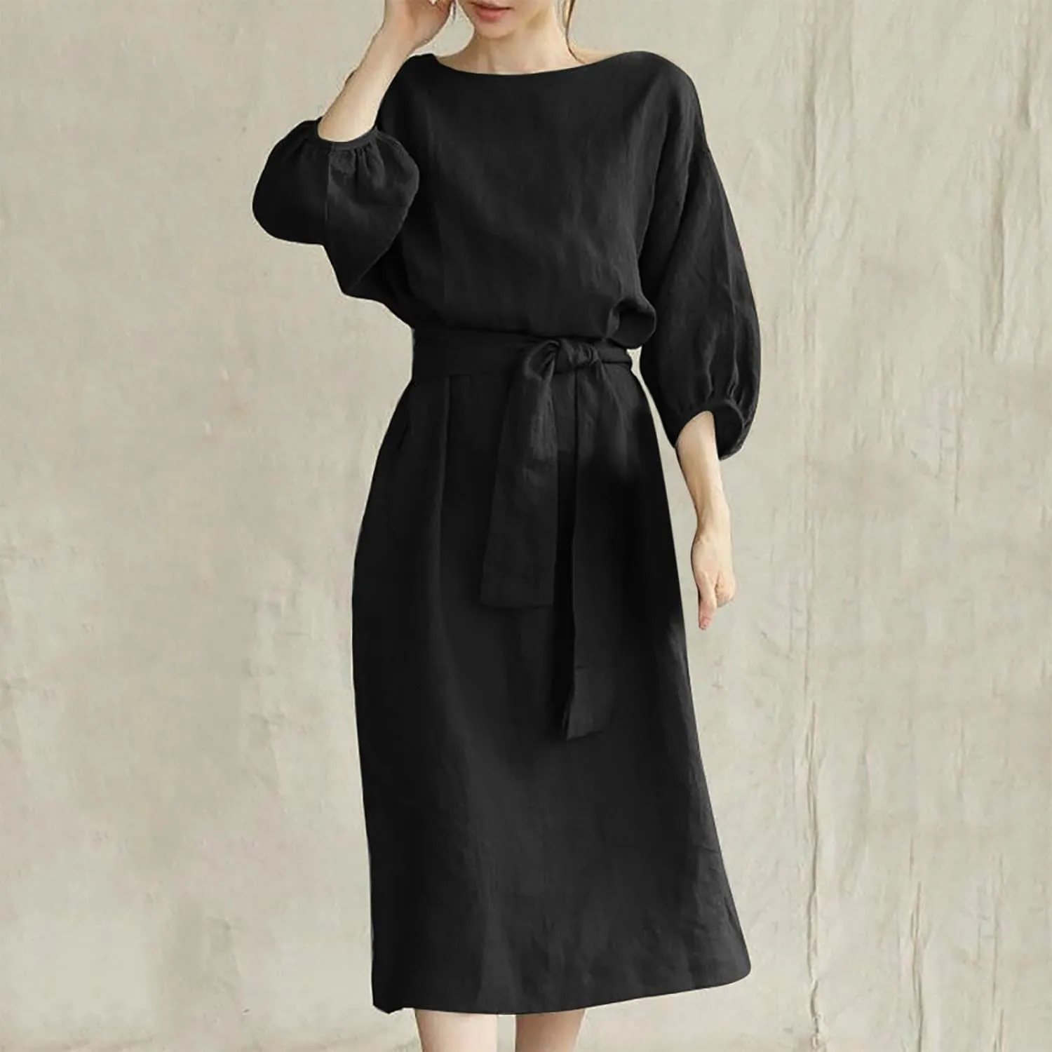 TARIENDY Women Casual Dresses Summer Lace Up Dress Plus Size Plain Lounge Dress Loose Fit Comfy Midi Dresses 2025 Trendy