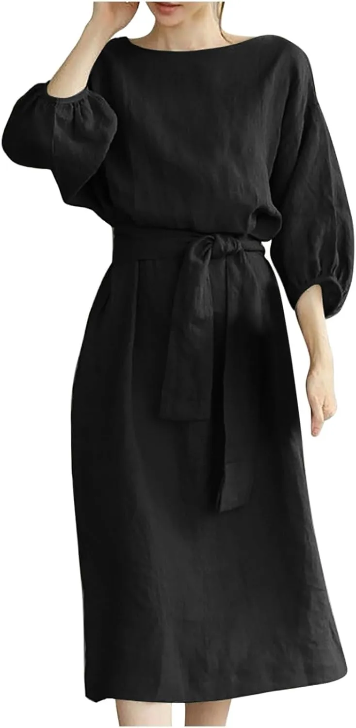 TARIENDY Women Casual Dresses Summer Lace Up Dress Plus Size Plain Lounge Dress Loose Fit Comfy Midi Dresses 2025 Trendy