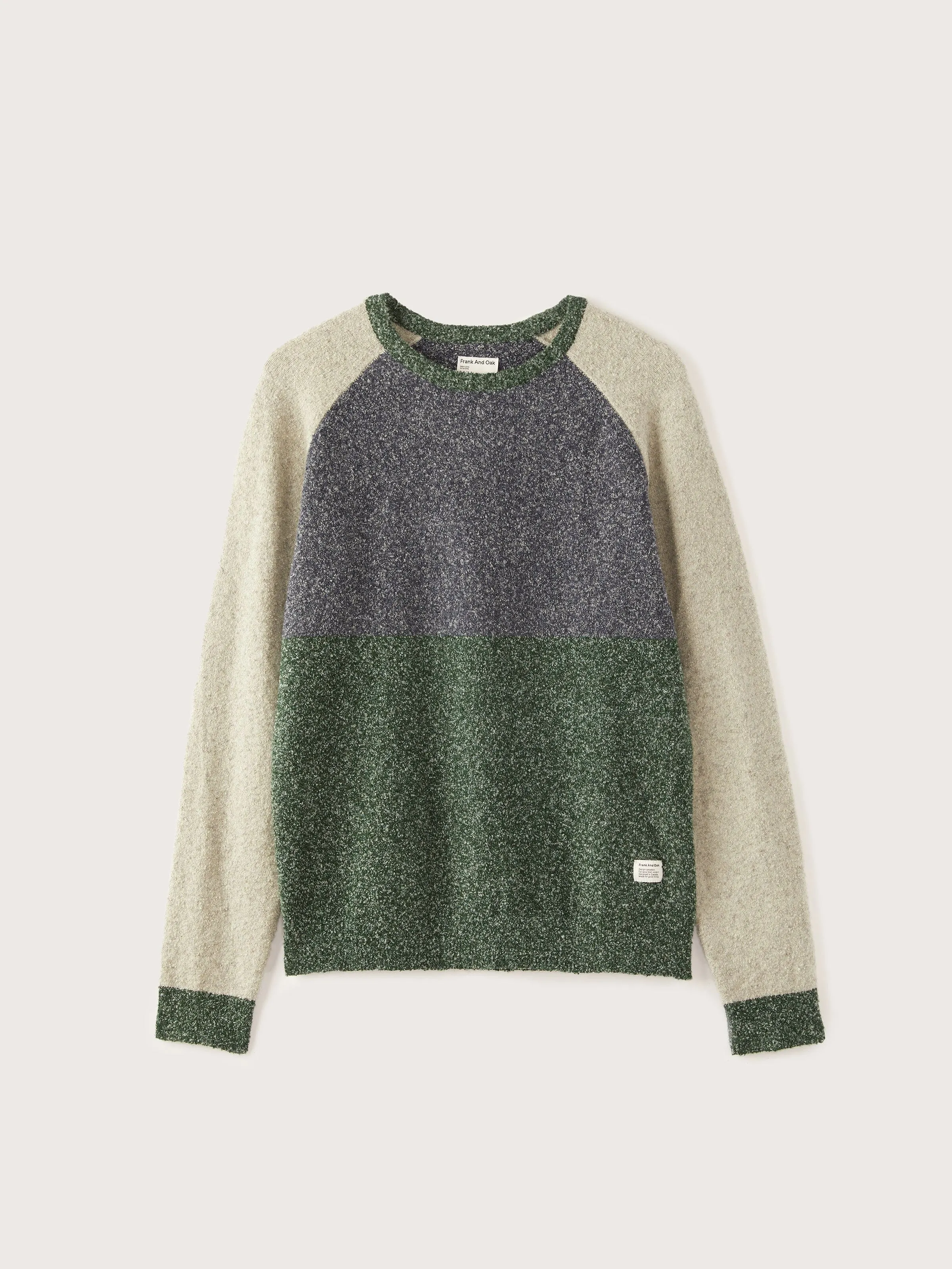 The Colour Block Seawool® Sweater in Pine Grove