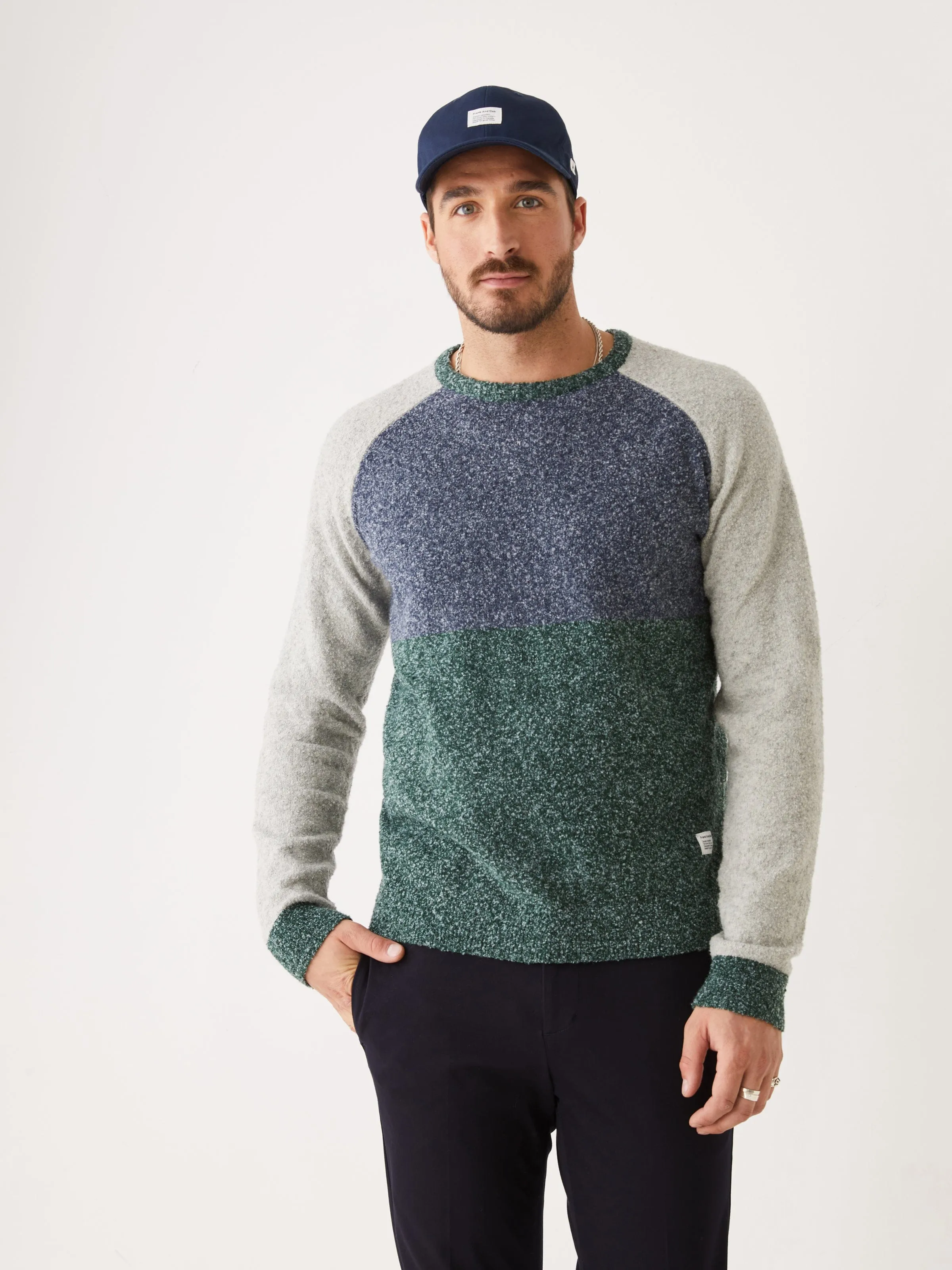 The Colour Block Seawool® Sweater in Pine Grove