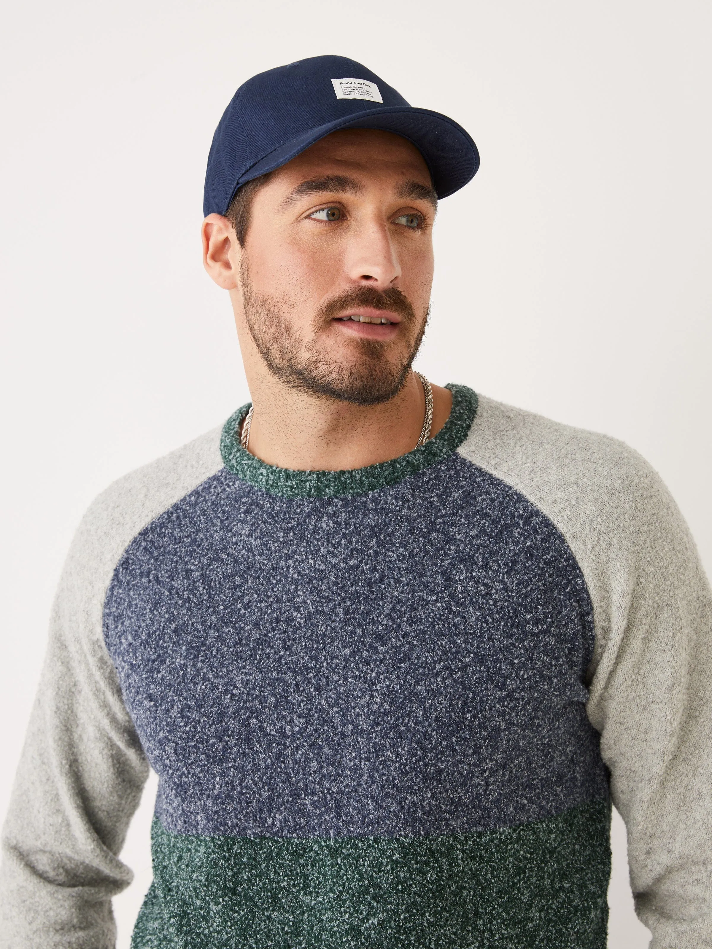 The Colour Block Seawool® Sweater in Pine Grove