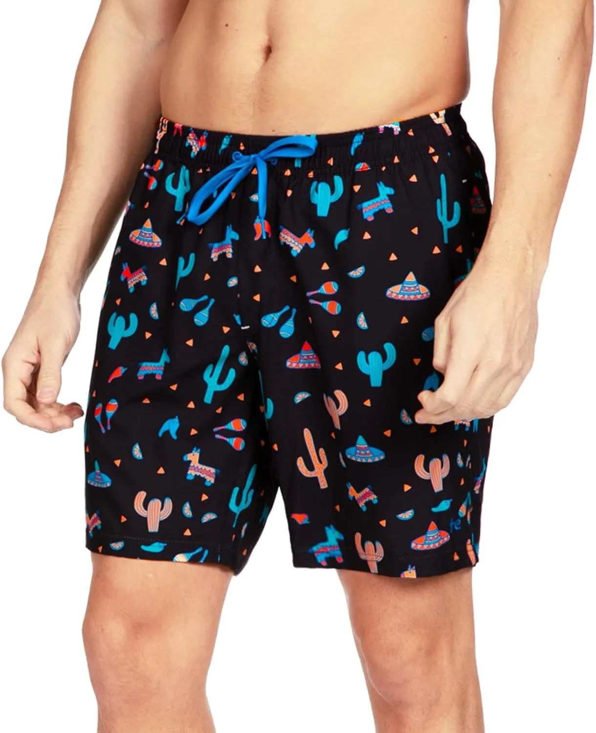 Tipsy Elves Men's Stretch Swim Trunks 7 Inch Inseam 4-Way Stretch with Mesh Liner - Quick-Dry Funny Swimwear Bathing Suit