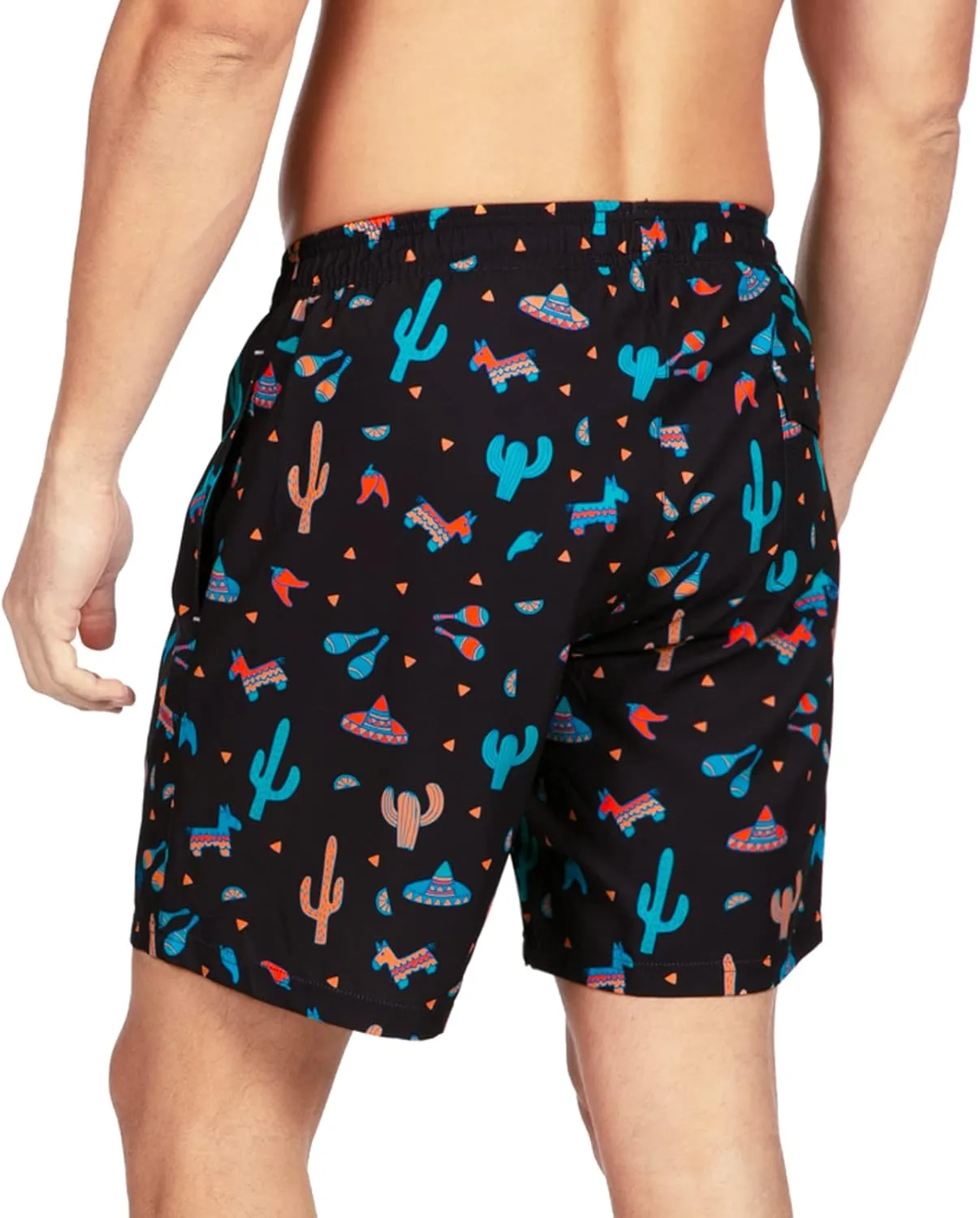Tipsy Elves Men's Stretch Swim Trunks 7 Inch Inseam 4-Way Stretch with Mesh Liner - Quick-Dry Funny Swimwear Bathing Suit