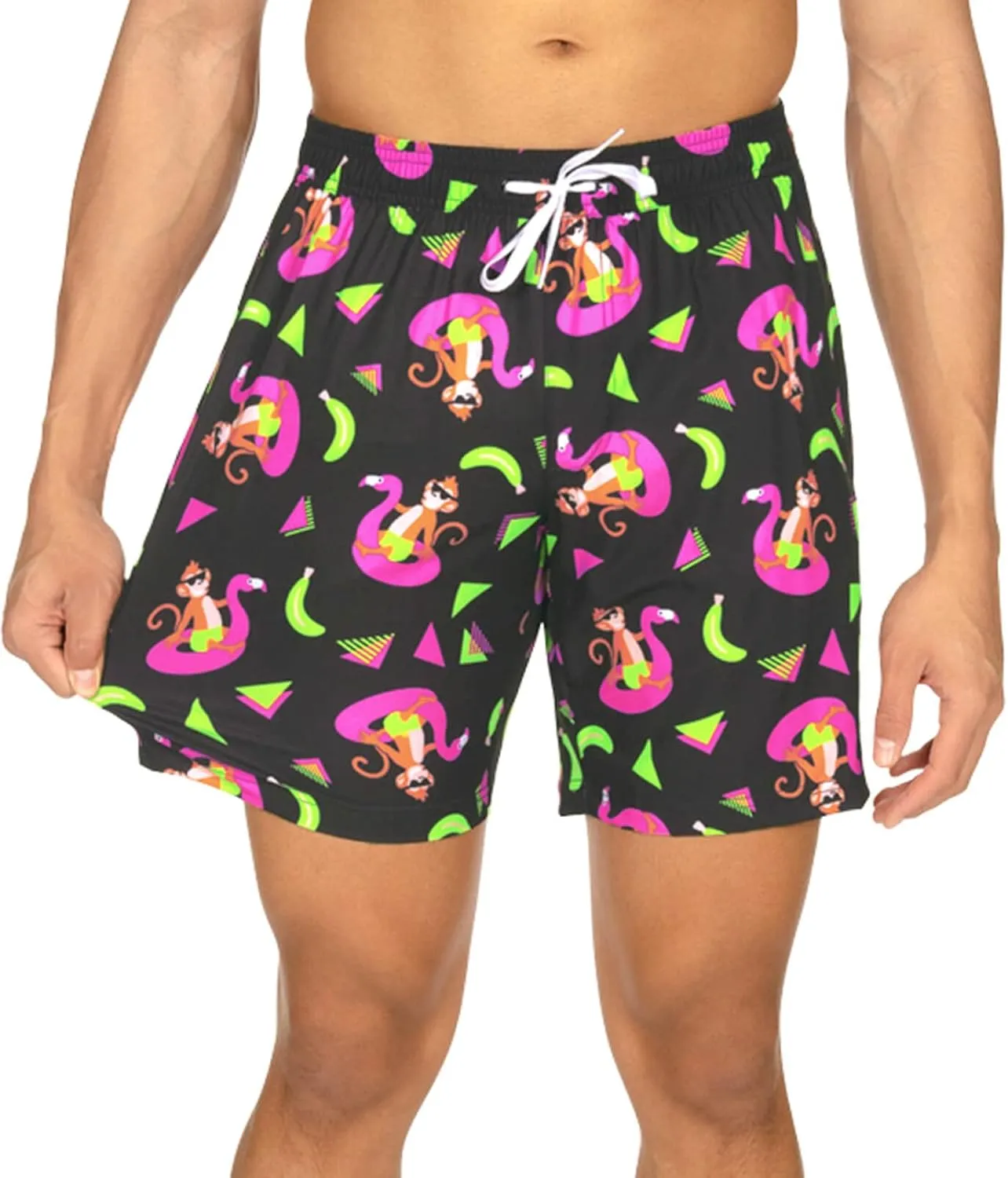 Tipsy Elves Men's Stretch Swim Trunks 7 Inch Inseam 4-Way Stretch with Mesh Liner - Quick-Dry Funny Swimwear Bathing Suit