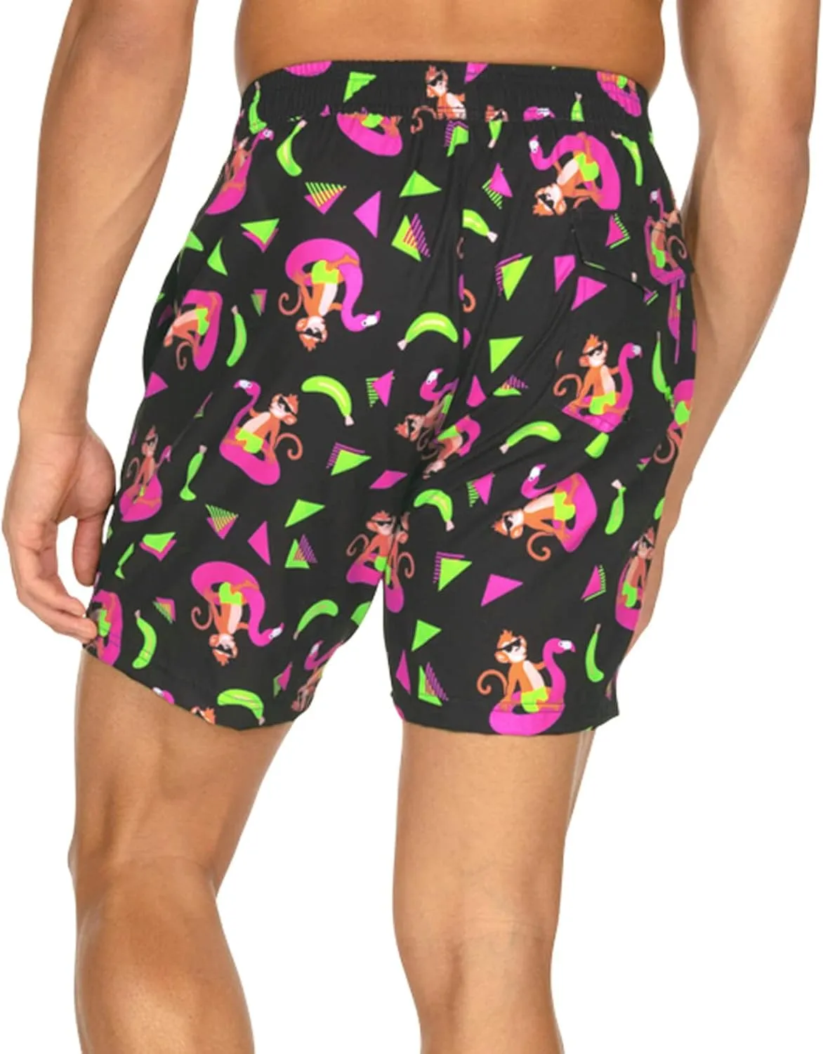 Tipsy Elves Men's Stretch Swim Trunks 7 Inch Inseam 4-Way Stretch with Mesh Liner - Quick-Dry Funny Swimwear Bathing Suit