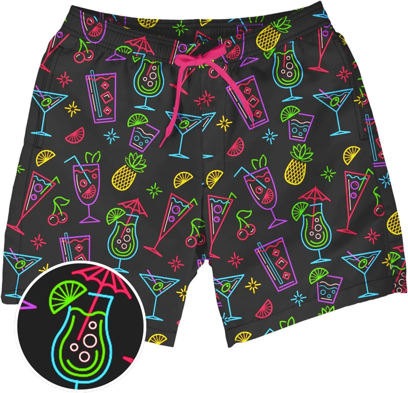 Tipsy Elves Men's Stretch Swim Trunks 7 Inch Inseam 4-Way Stretch with Mesh Liner - Quick-Dry Funny Swimwear Bathing Suit