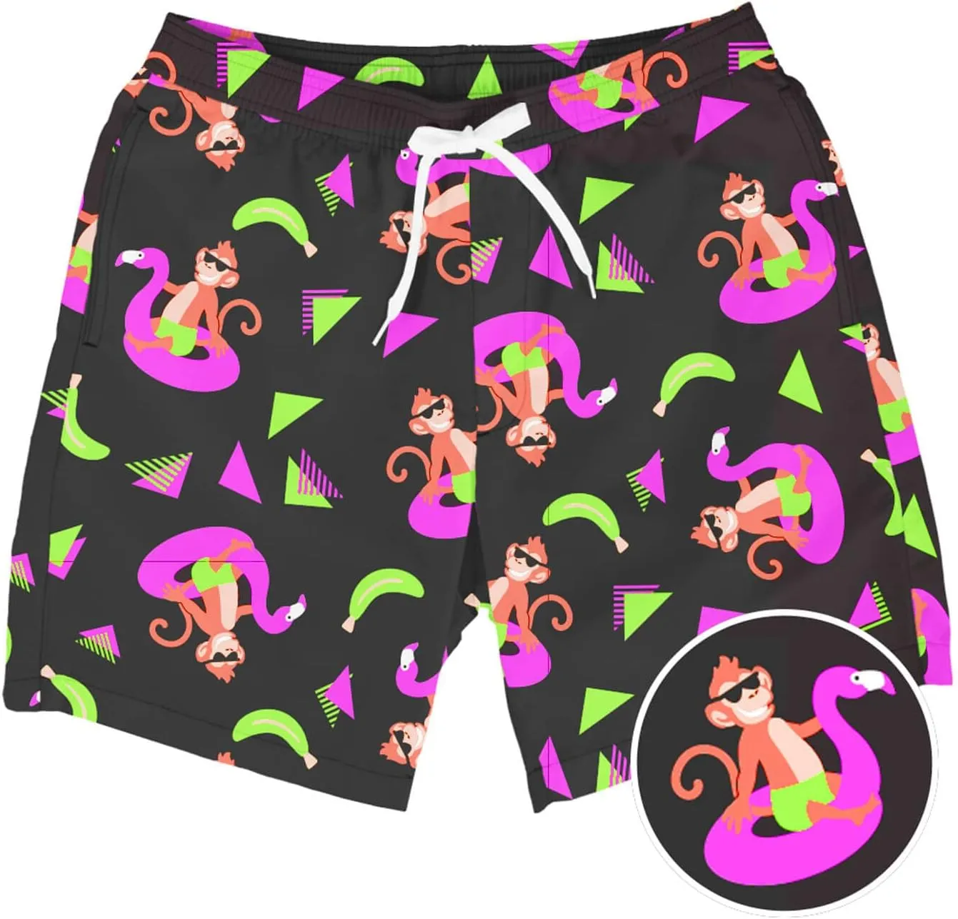 Tipsy Elves Men's Stretch Swim Trunks 7 Inch Inseam 4-Way Stretch with Mesh Liner - Quick-Dry Funny Swimwear Bathing Suit
