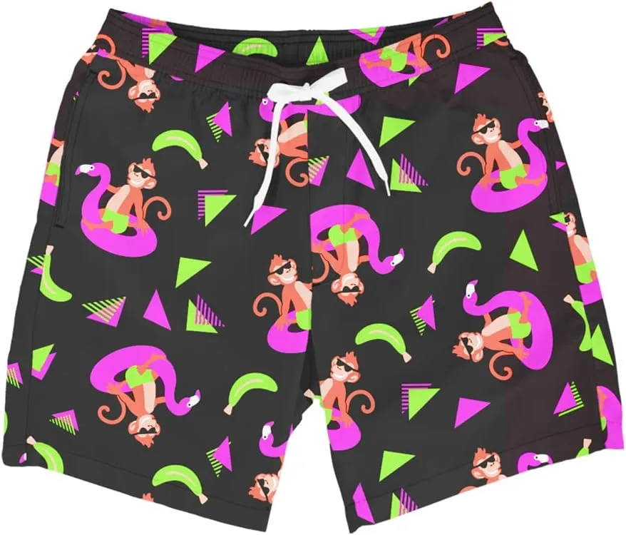 Tipsy Elves Men's Stretch Swim Trunks 7 Inch Inseam 4-Way Stretch with Mesh Liner - Quick-Dry Funny Swimwear Bathing Suit