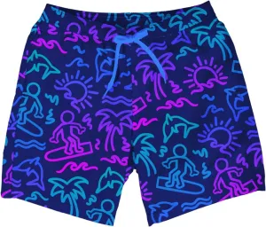 Tipsy Elves Men's Stretch Swim Trunks 7 Inch Inseam 4-Way Stretch with Mesh Liner - Quick-Dry Funny Swimwear Bathing Suit