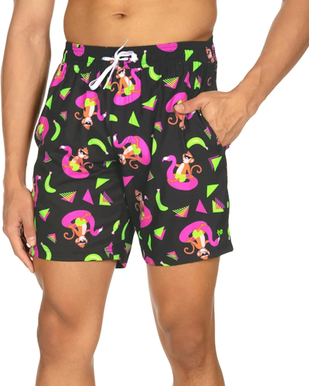 Tipsy Elves Men's Stretch Swim Trunks 7 Inch Inseam 4-Way Stretch with Mesh Liner - Quick-Dry Funny Swimwear Bathing Suit