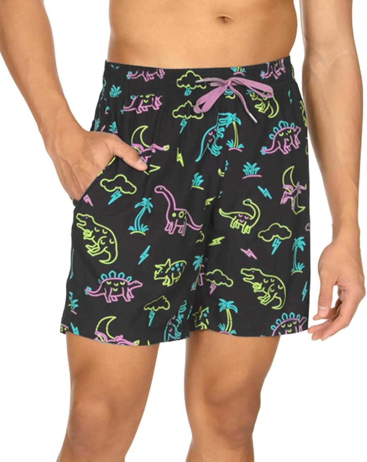 Tipsy Elves Men's Stretch Swim Trunks 7 Inch Inseam 4-Way Stretch with Mesh Liner - Quick-Dry Funny Swimwear Bathing Suit