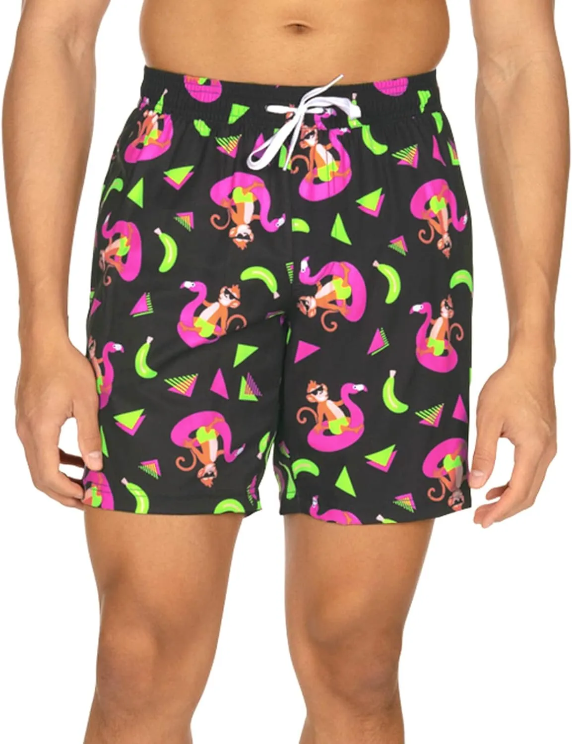 Tipsy Elves Men's Stretch Swim Trunks 7 Inch Inseam 4-Way Stretch with Mesh Liner - Quick-Dry Funny Swimwear Bathing Suit