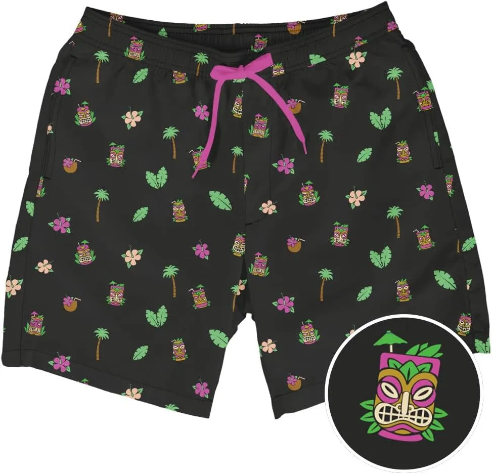 Tipsy Elves Men's Swim Trunks 7 Inch Inseam Classic Fit with Mesh Liner - Quick-Dry Funny Swimwear Bathing Suit