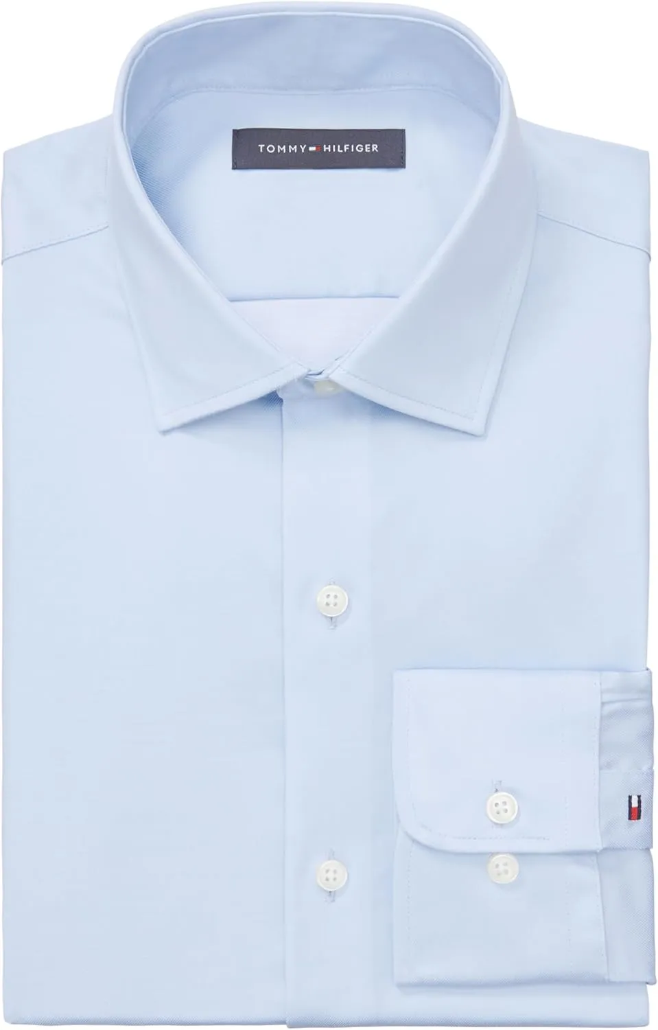 Tommy Hilfiger Men's Dress Shirt Regular Fit Stretch Twill