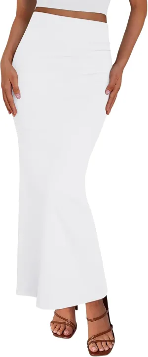 Trendy Queen Women Long Maxi Skirt Bodycon High Waist Slite Basic Pencil Skirts Elastic 2025 Dress