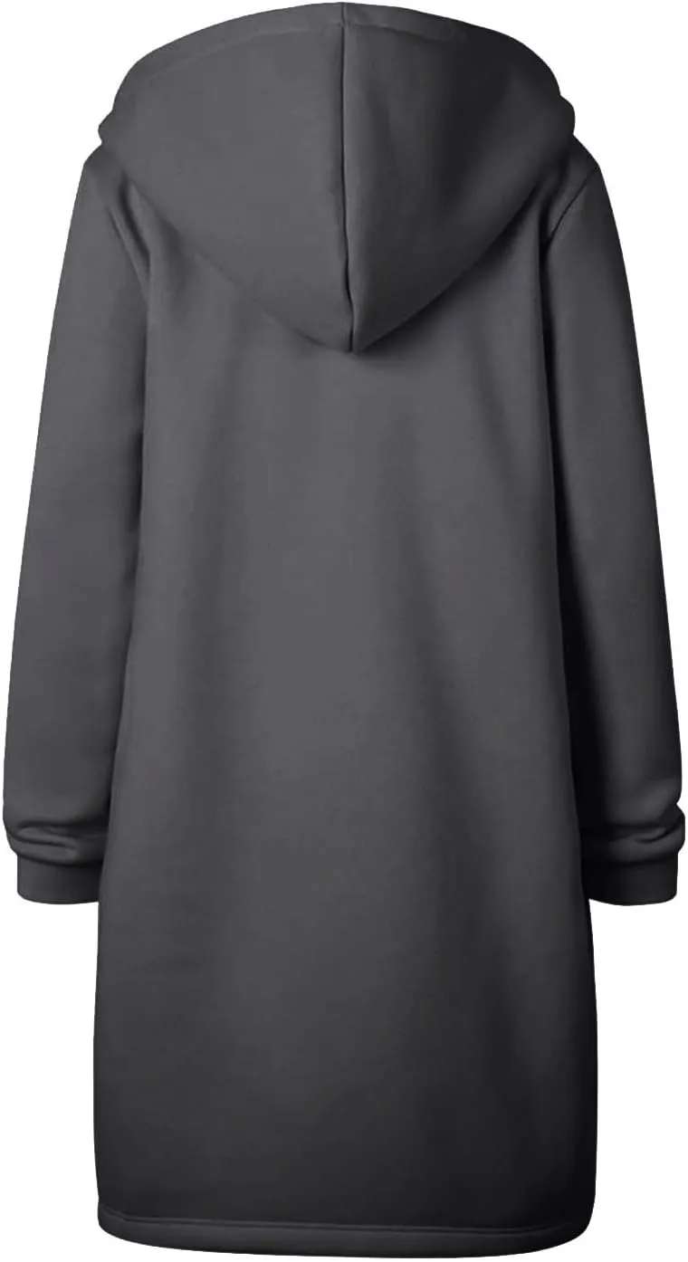 TUNUSKAT Zip Up Hoodie Womens Fall Tunic Sweatshirt Plus Size Casual Long Hoodies Comfortable Fleece Jacket with Pocket S-5XL