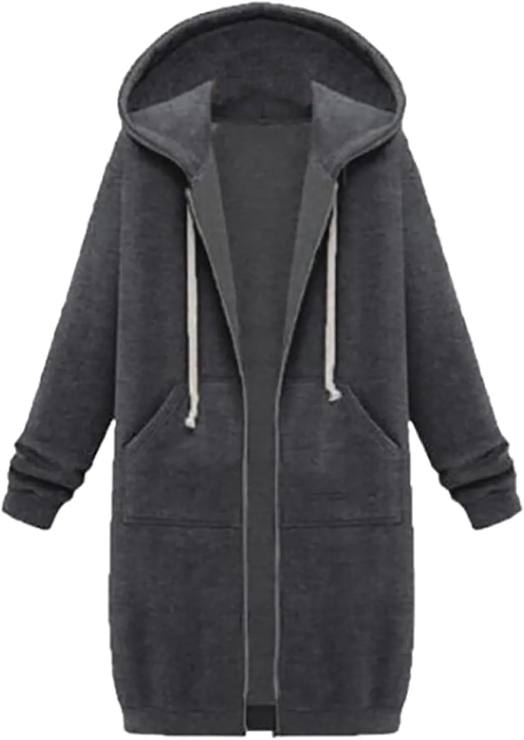 TUNUSKAT Zip Up Hoodie Womens Fall Tunic Sweatshirt Plus Size Casual Long Hoodies Comfortable Fleece Jacket with Pocket S-5XL