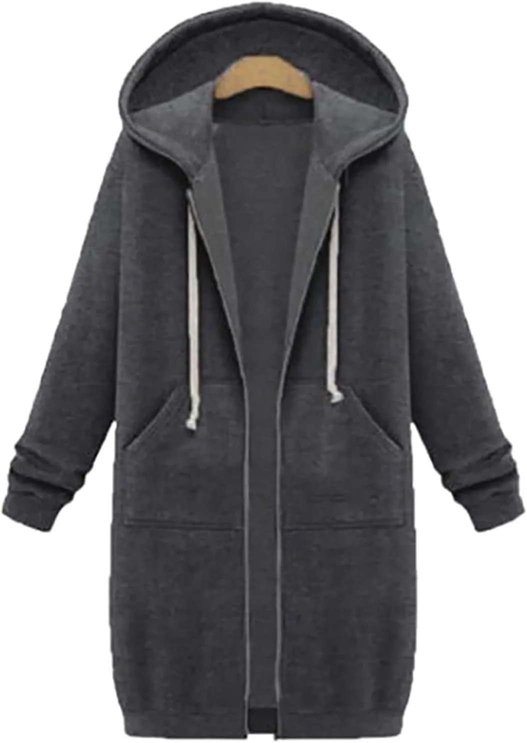 TUNUSKAT Zip Up Hoodie Womens Fall Tunic Sweatshirt Plus Size Casual Long Hoodies Comfortable Fleece Jacket with Pocket S-5XL